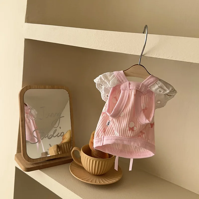 Vestidos para perros pequeños Ins, ropa para mascotas, tirantes de Tweed rosa, chaleco con volantes de encaje, ropa para cachorros y gatos, ropa para perros pequeños - imagen 4