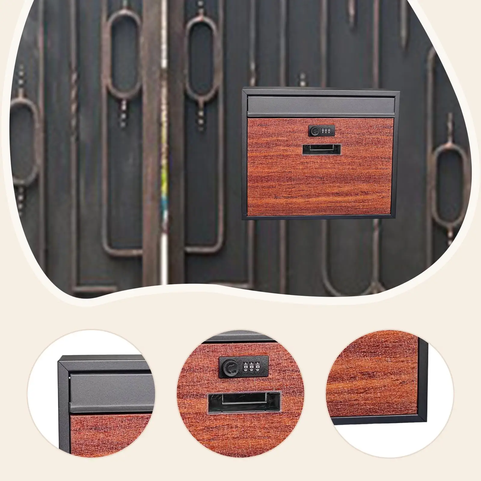 Buzón de montaje en pared, buzón de correo de hierro resistente, práctico con cerradura, buzón de decoración Premium para el hogar, residencial y exterior - imagen 5