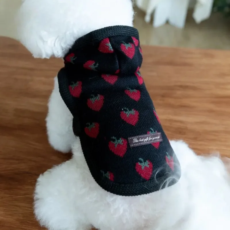 Sudadera con capucha de fresa para perros pequeños – Abrigo peluche invierno - imagen 3