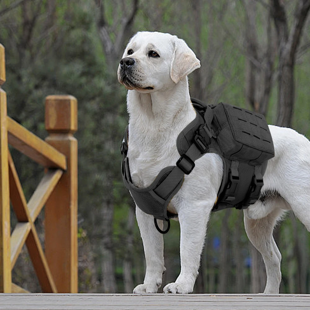Mochila táctica para perros, chaleco con correa para el pecho, robusto, duradero y de diseño moderno, con mecanismo ajustable para perros al aire libre