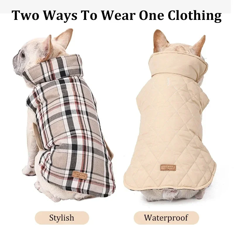 NONOR-Chaqueta de invierno para perros, ropa impermeable y acogedora para perros medianos y grandes, abrigo cálido para perros, disfraz de Labrador de Bulldog Francés - imagen 5
