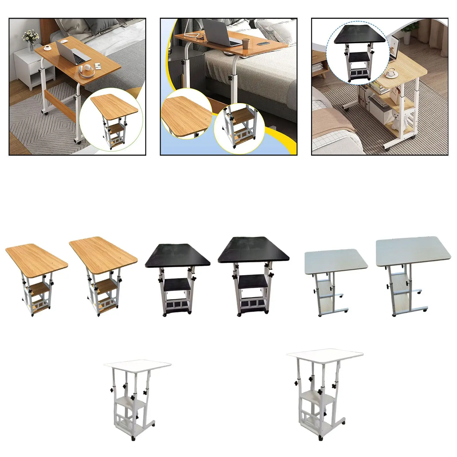 Bedside Table with Wheels Multifunctional Practical for Working Bedroom Bedside Table with Wheels Multifunctional Practical for Working Bedroom