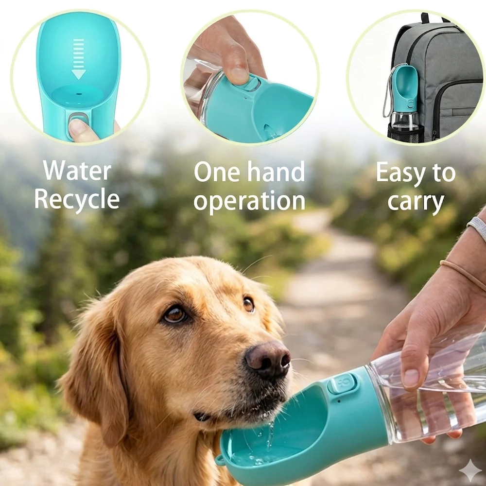 Botella de agua portátil anti-fugas para perros y gatos – Para viajar - imagen 4
