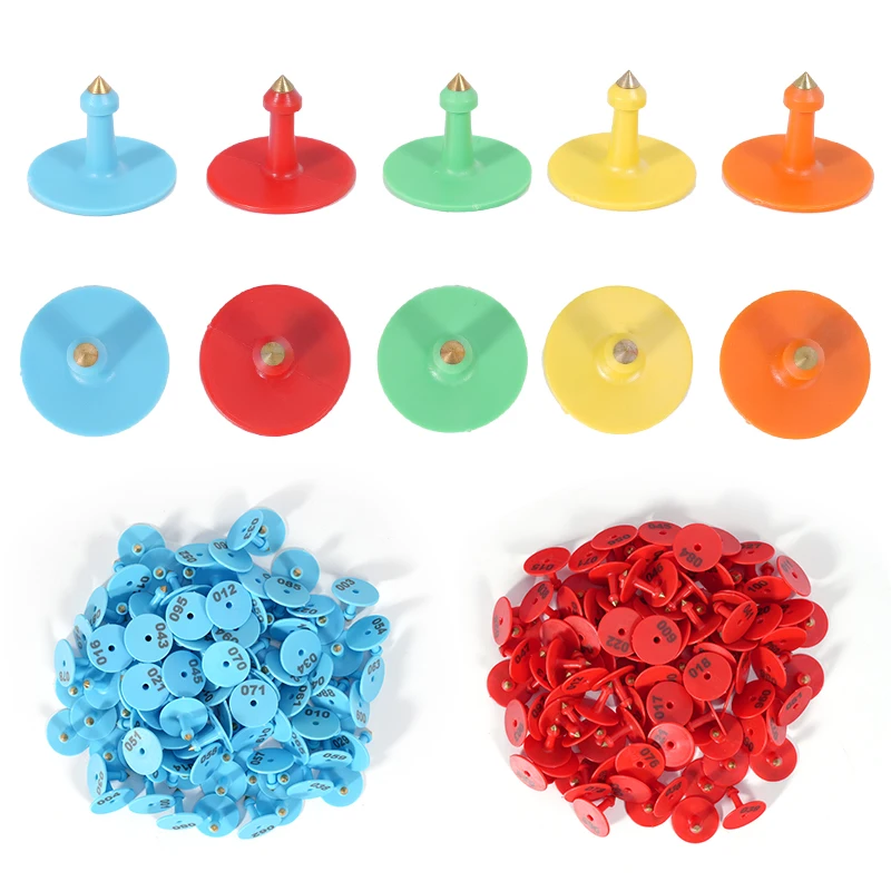 100 Uds cerdo oveja conejo ganado oreja etiqueta signos escritura láser cabeza de cobre pendientes ganado etiqueta tarjeta de identificación de animales de granja - imagen 2