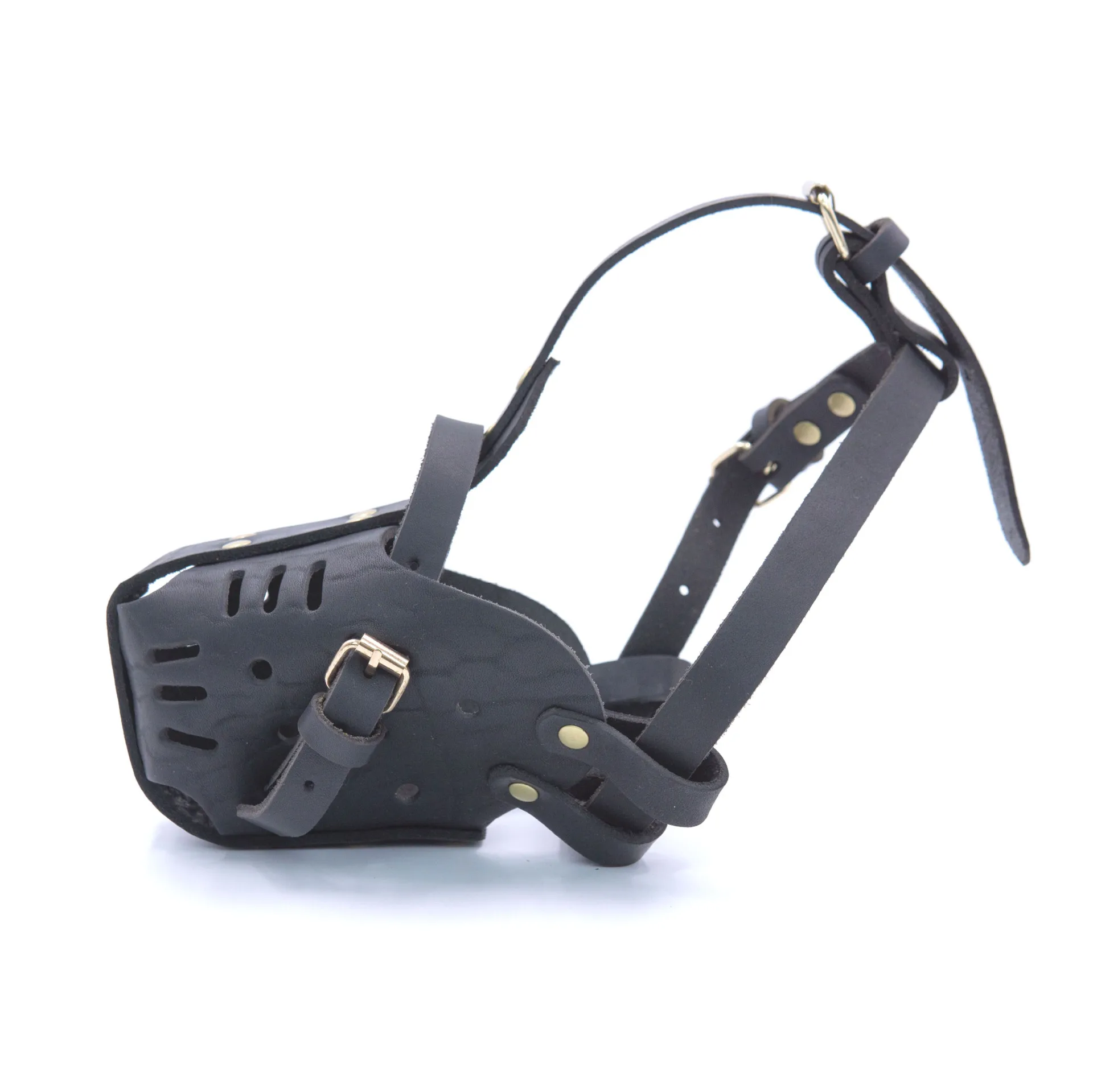 Bozal de cuero genuino para mascotas, bozal de cuero seguro antiladridos para perros pequeños, medianos y grandes, bozal ajustable transpirable para perros - imagen 5