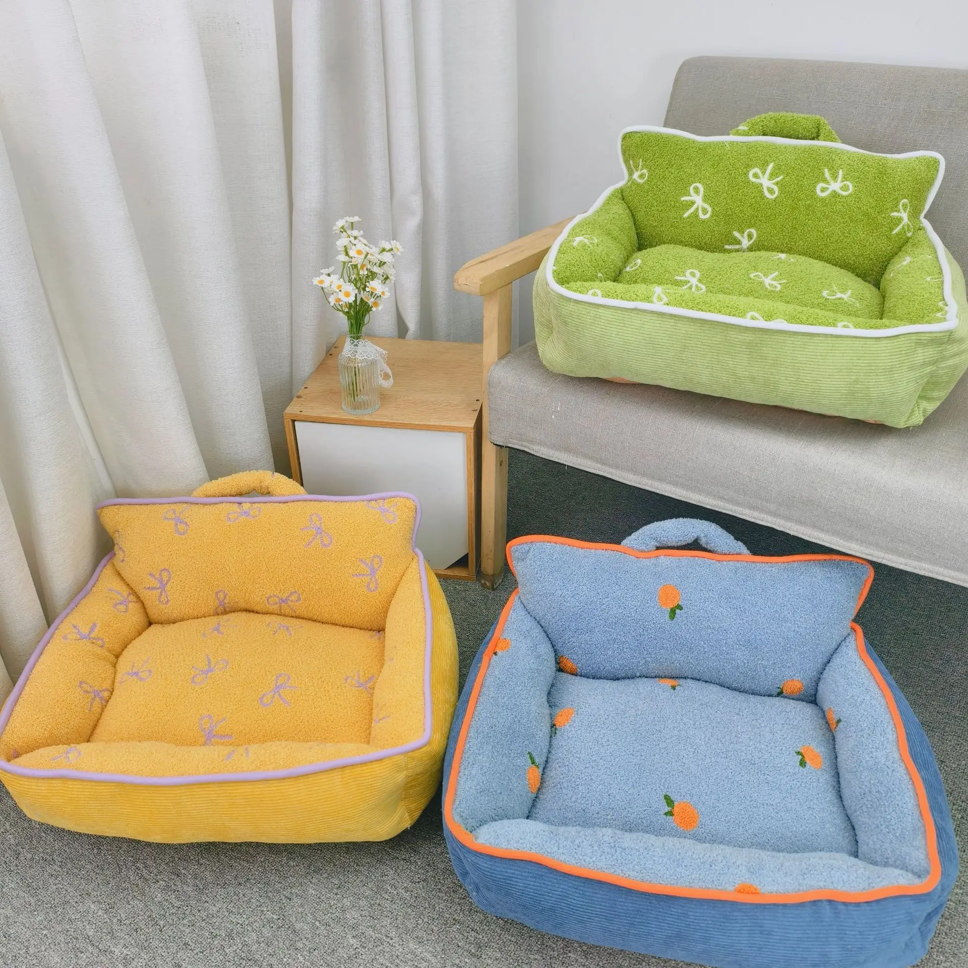 Sofá cálido para gatos y perros pequeños medianos lavable desmontable