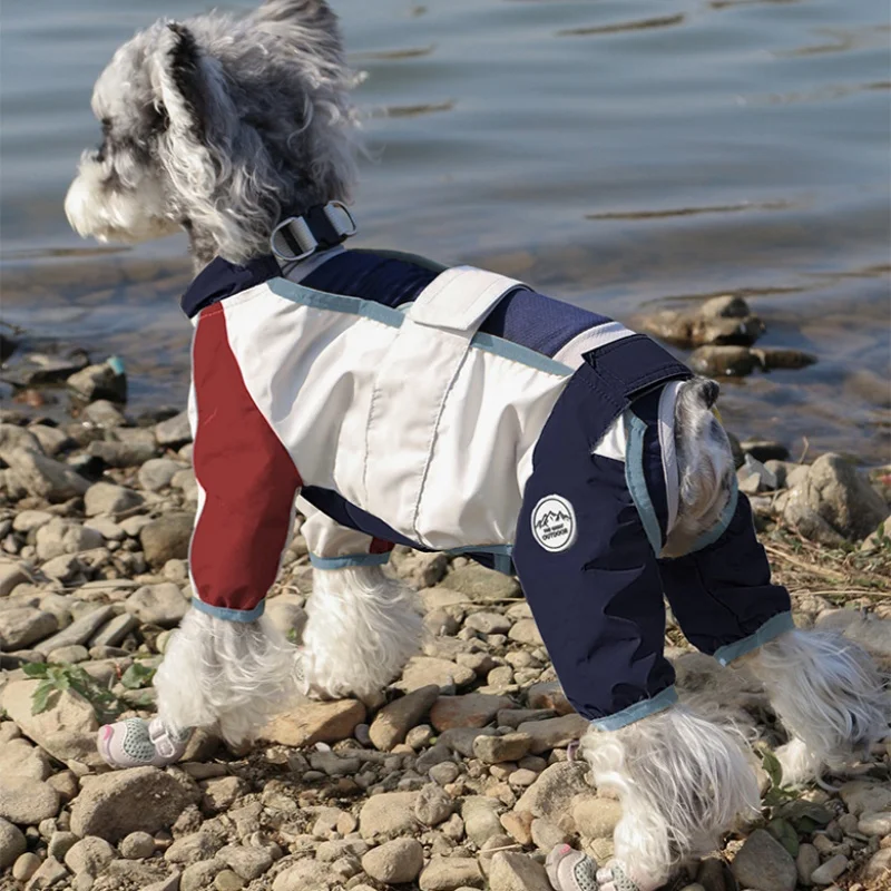 Ropa impermeable para perros, chaqueta saliente transpirable resistente a la suciedad y al polvo, ropa reflectante de cuatro patas con arnés integrado - imagen 4
