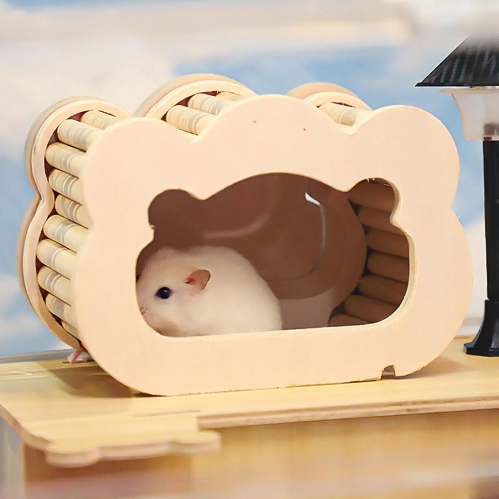 Casa de madera para hámster, nido oculto para casa de animales pequeños, refugio de actividades, accesorio de jaula de decoración de hábitat para correr, hacer ejercicio