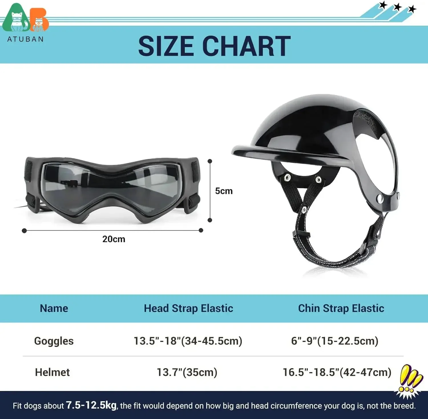 ATUBAN Casco para Perros y Gafas para Perros Pequeños-Casco para Casco de Motocicleta para Mascotas con Agujeros para las Orejas Correas Ajustables para Puppy Montar - imagen 5