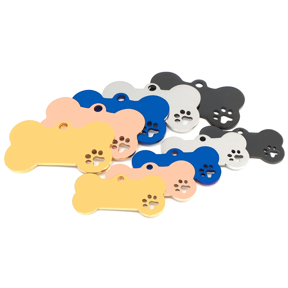 Venta al por mayor, 20 piezas, Collar personalizado, etiqueta de identificación de mascota de hueso inoxidable grabada, nombre de identificación de mascota, colgante de etiqueta de perro, accesorios para mascotas de hueso - imagen 5