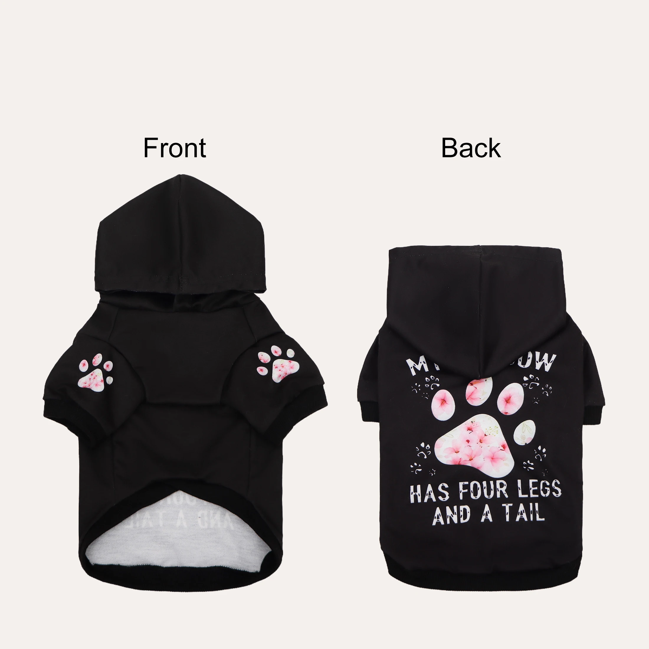 Sudadera Rosa con Capucha Huella Floral para Perros y Gatos