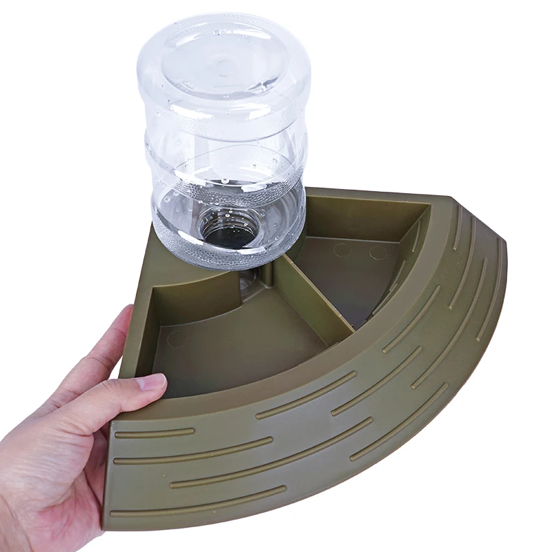 Alimentador automático para reptiles, bebedero para tortuga, tazón de comida y agua, dispensador de animales pequeños, plato esquinero para terrario para lagarto - imagen 5