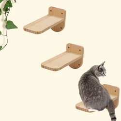 Juego de 3 escalones flotantes de pared para gatos - Madera natural