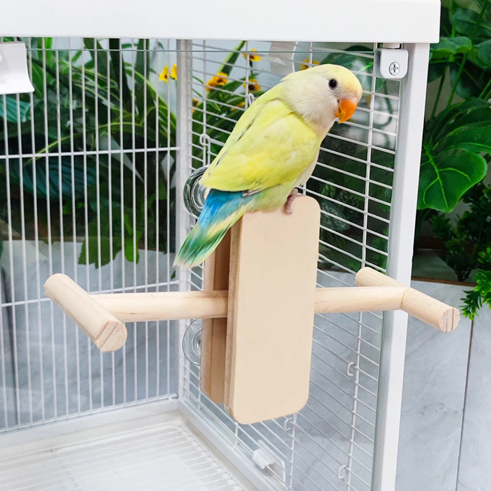 Percha de madera para pájaros, columpio interactivo para loros, columpio con soporte de molienda de garra para mascotas, jaula para periquitos, juguete colgante, 1 ud. - imagen 4