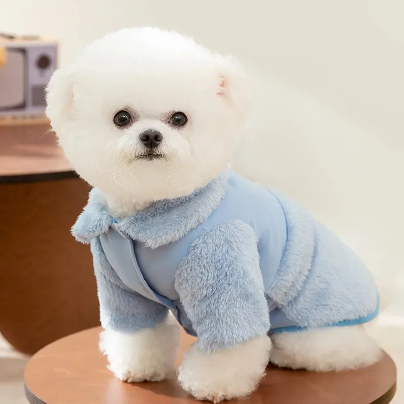 Parkas simples de doble cara para perros pequeños, ropa para mascotas para perros pequeños, oso de peluche, otoño e invierno - imagen 3