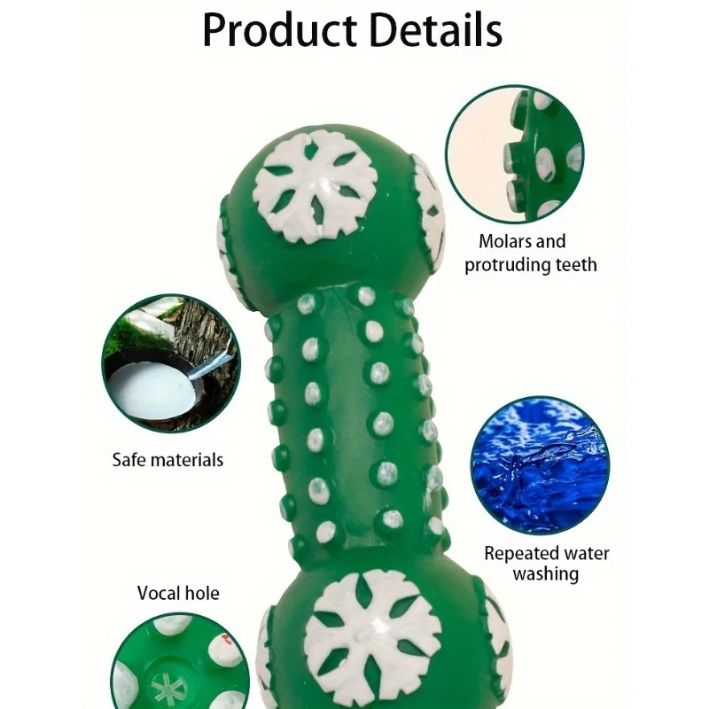 Juguete para masticar para perros, árbol de Navidad de vinilo, muñeco de nieve, Papá Noel, juguete con barra chirriante para interiores, perros pequeños/medianos/juguetes para la dentición de gatos - imagen 3