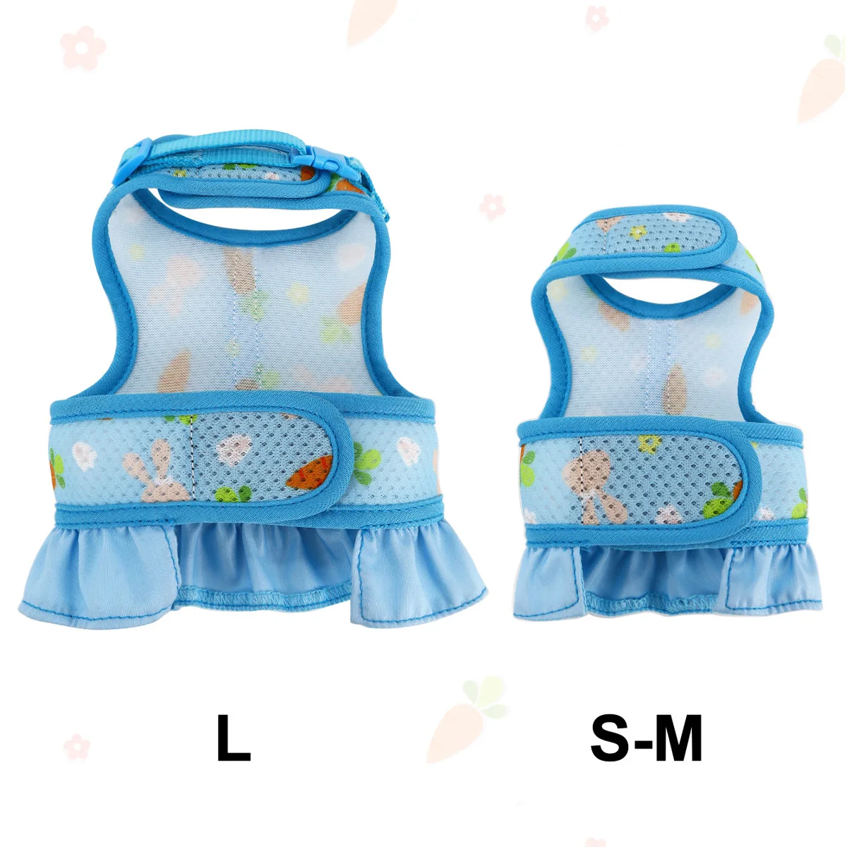Rabbit Harness with Leash Cute Adjustable Buckle Breathable Mesh Vest Skirt for Bunny Guinea Pig Small Pet Traction Harness Suit - imagen 5