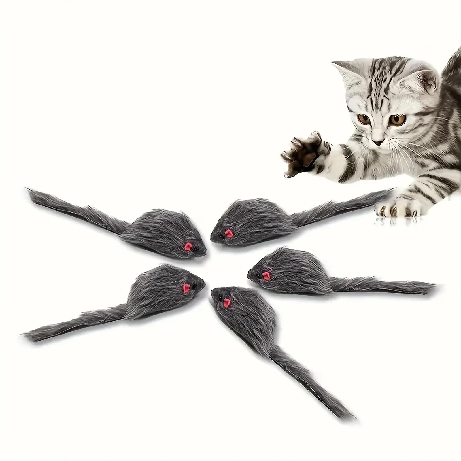 Juego interactivo para gatos con ratones de peluche