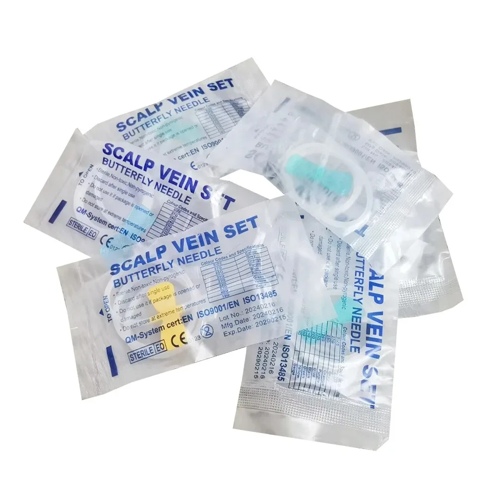 KIYUE 50 Uds aguja desechable de recolección de sangre de mariposa tipo ala doble aguja de recolección de sangre sala de cuidado de mascotas gatos perros animales - imagen 3