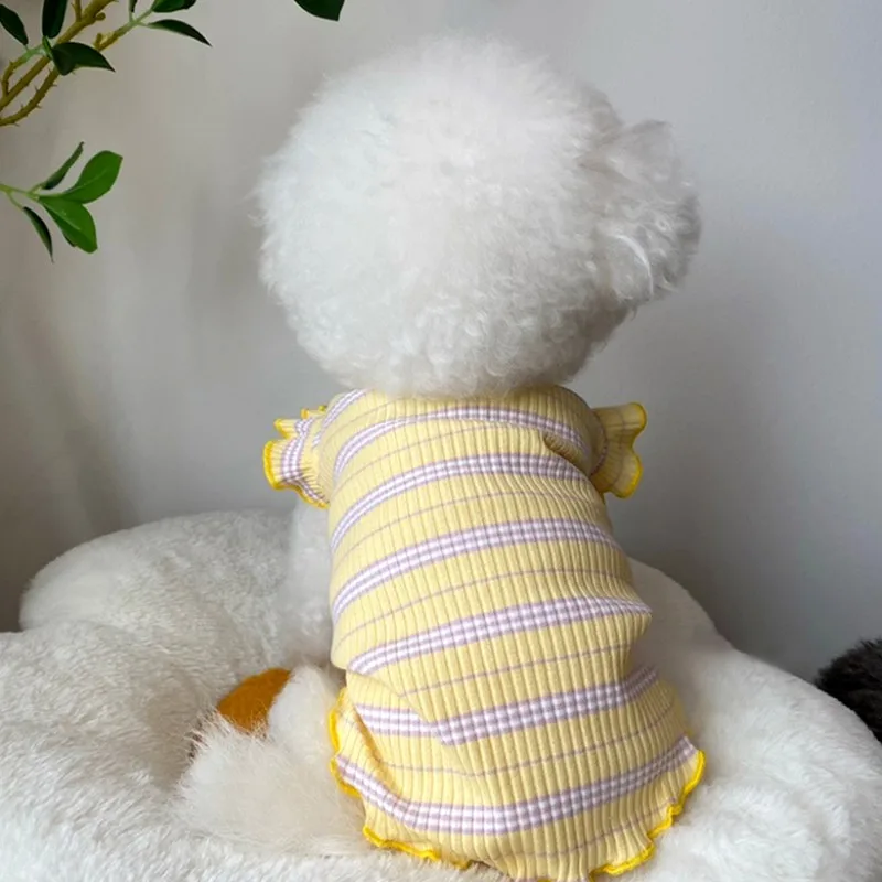 Camisa a rayas cerezas para perro pequeño Chihuahua y Bichón