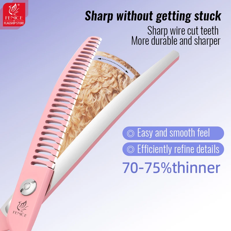 Fenice tijeras de belleza para perros coloridas 6,5/7,0/7,5 pulgadas JP440C tijeras profesionales de acero para el cuidado de perros herramientas de tijeras curvas - imagen 5