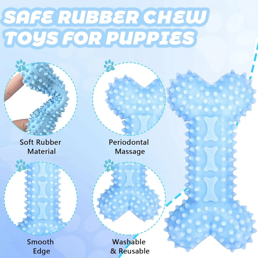 Paquete de 3 juguetes para masticar para cachorros para la dentición, juguetes para cachorros, limpieza de dientes de goma suave para perros pequeños, juego de juguetes interactivos para mascotas al aire libre, Rop duradero - imagen 5