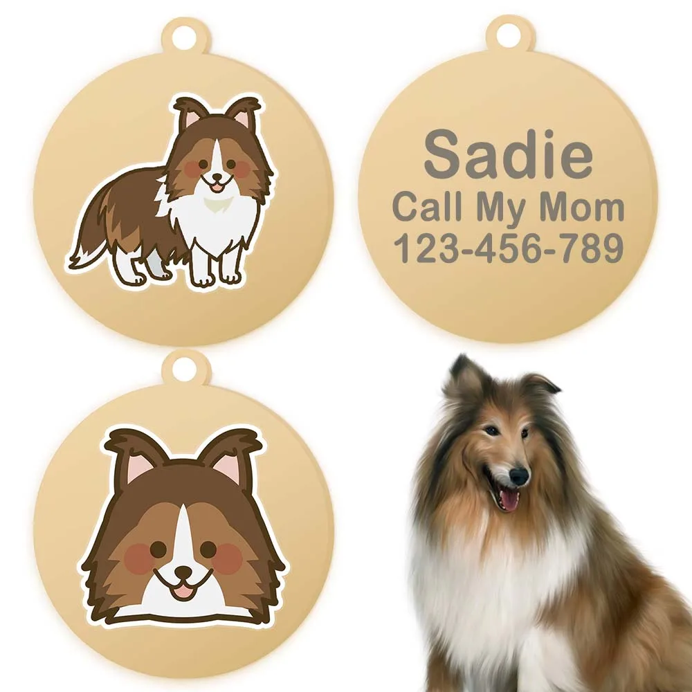 Etiqueta de nombre de perro personalizada Impresión de inyección de tinta UV personalizada Placa de identificación personalizada Dirección Teléfono Bulldog Francés Teddy - imagen 5