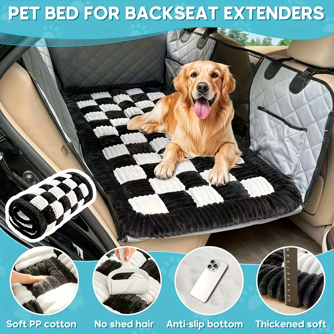 Protector coche perro antideslizante con extensor de asiento cama malla - imagen 3