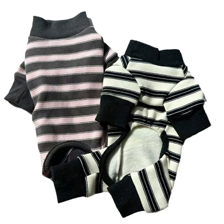 Mono a rayas de otoño e invierno para mascotas, pantalones de cuatro patas, camisa Base de invierno, ropa para cachorros, pijama para perros - imagen 5
