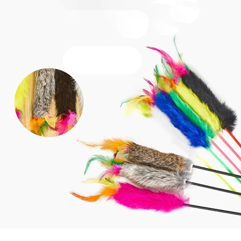 1 juguete para gatos, divertido juguete para mascotas para gatos, palo interactivo para gatos, juguetes para gatitos con plumas, suministros para mascotas de Color aleatorio - imagen 3
