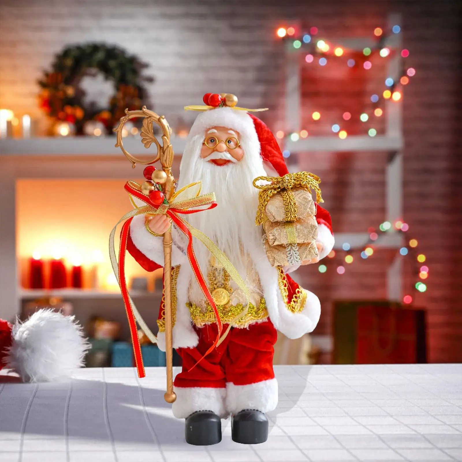 Estatuilla navideña de Papá Noel, adorno de escritorio, decoración navideña para sala de estar, Festival, chimenea, hogar y dormitorio - imagen 4