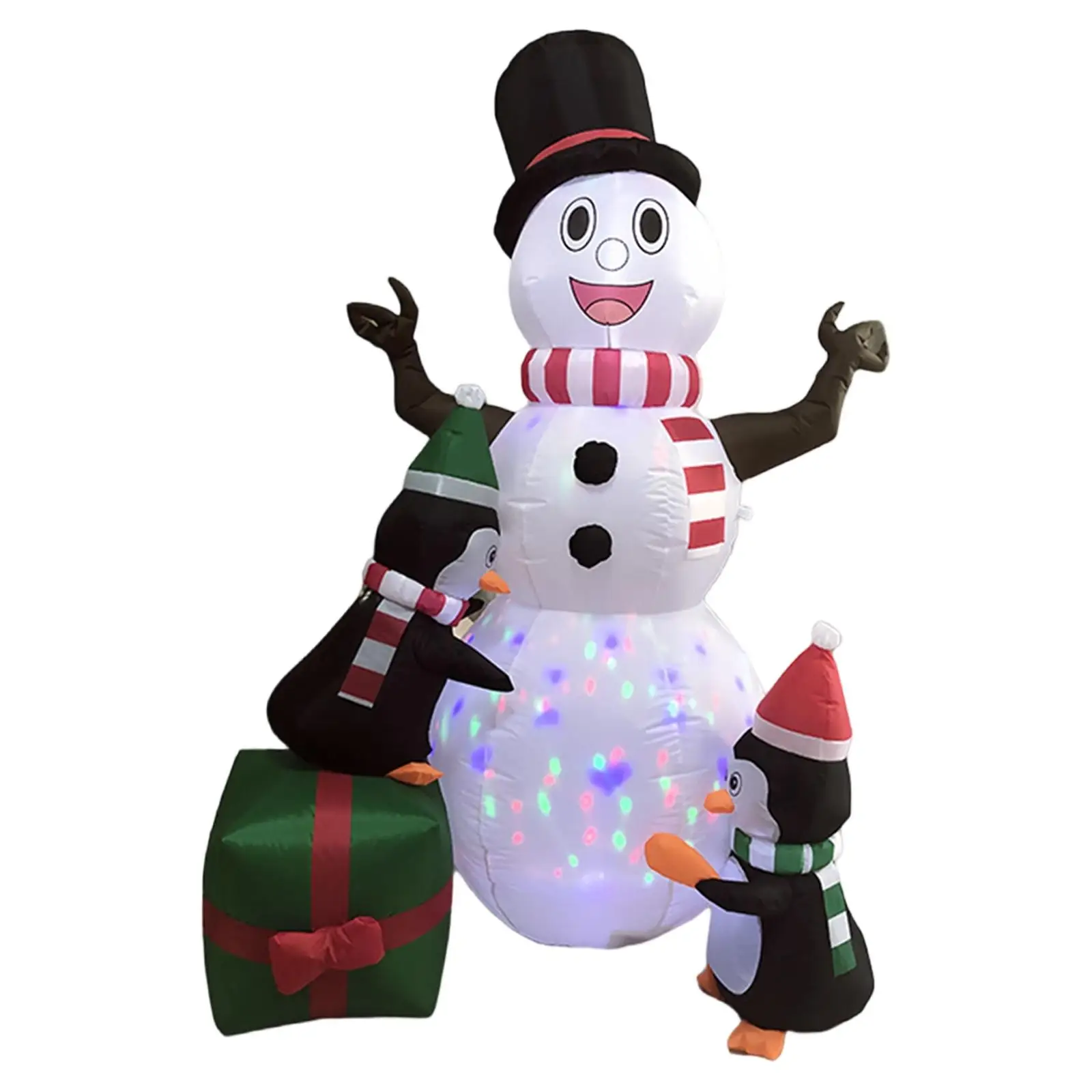 Christmas Inflatable Snowman Penguin Weatherproof Cute, Props Christmas Decor Built in LED Lights, Ornament for Party Courtyard