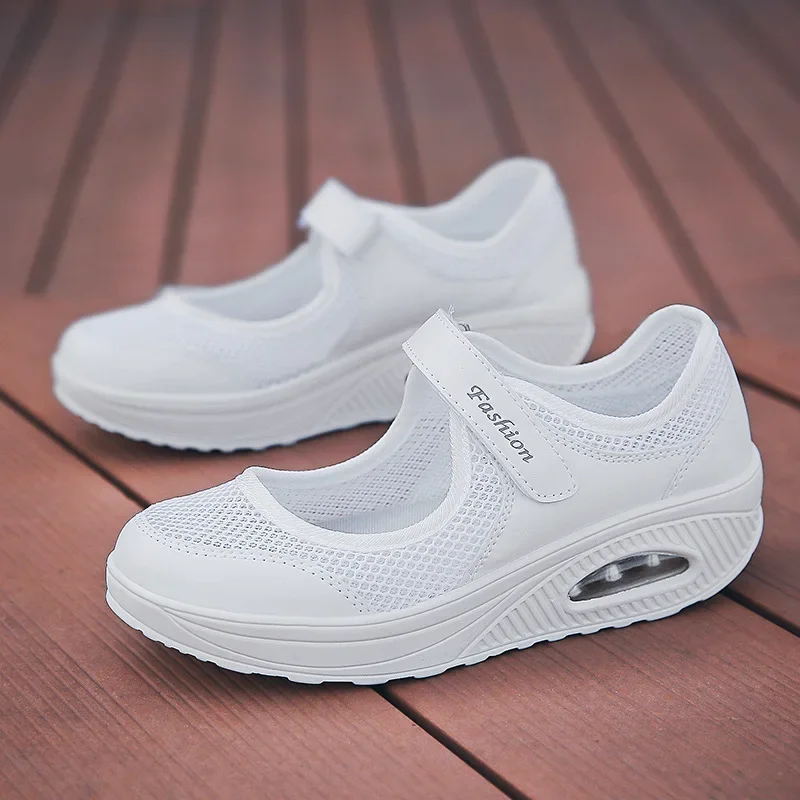 Zapatos de mujer, transpirables, fondo suave, cojín de aire, suela gruesa, diseño calado ligero para personas de mediana edad y mayores - imagen 2