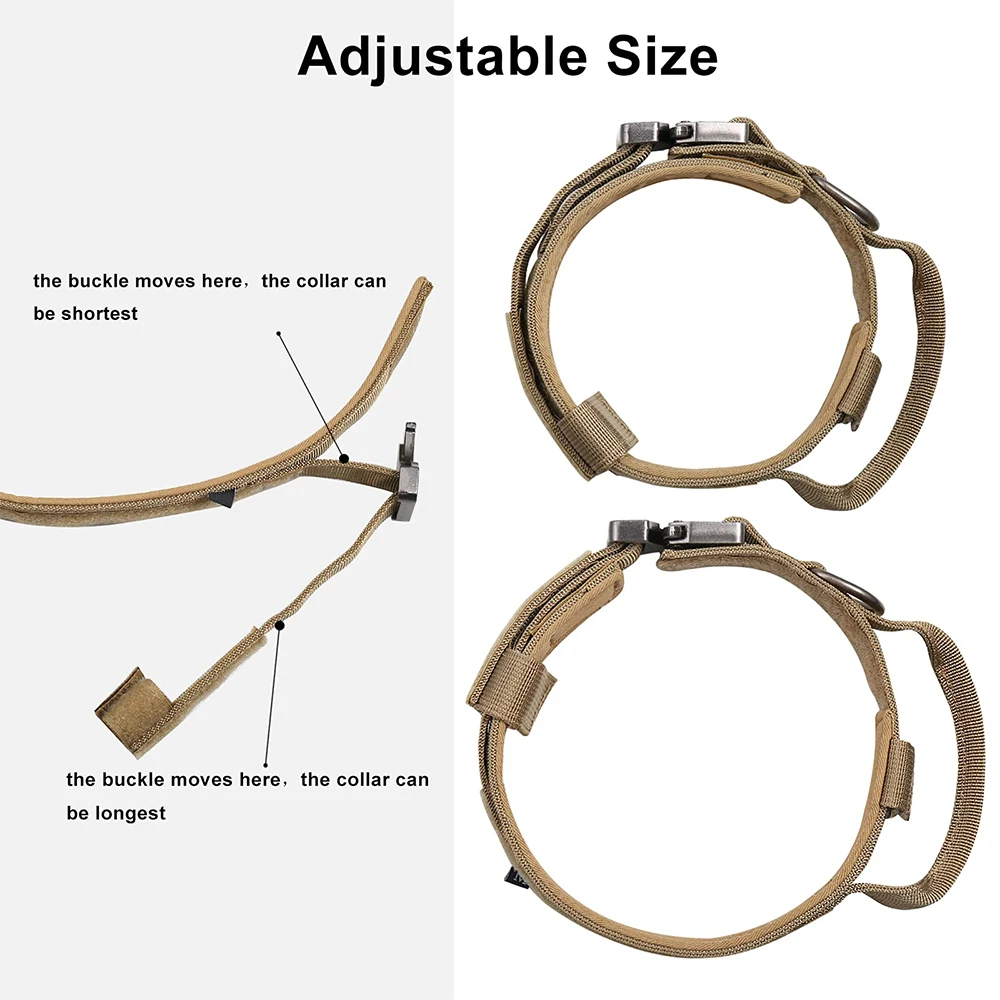Collar táctico para perros, Collar ajustable para mascotas, Collar de entrenamiento para perros con hebilla de Metal resistente, accesorios para perros medianos y grandes - imagen 5
