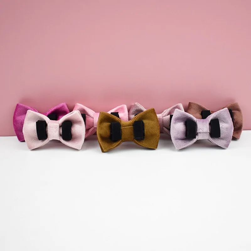 Suministros para gatos Collar de gato de terciopelo Collar de gato personalizado con placa de nombre pajarita de campana collares grabados personalizados para gato - imagen 5