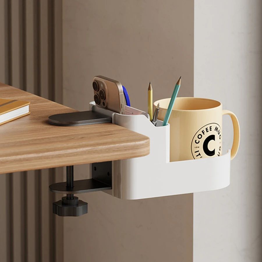 Organizador de escritorio lateral ajustable en altura, soporte montable debajo del escritorio, estante de almacenamiento, organizador de montaje de escritorio que ahorra espacio en el lugar de trabajo - imagen 2