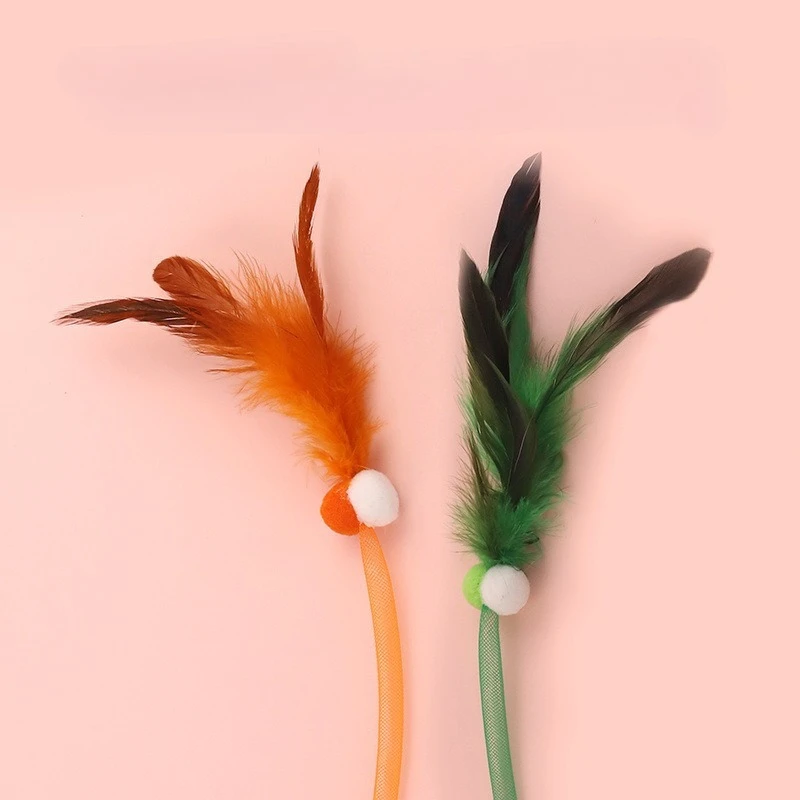 Juguetes interactivos para gatos, gatitos, con plumas y red elástica - imagen 3