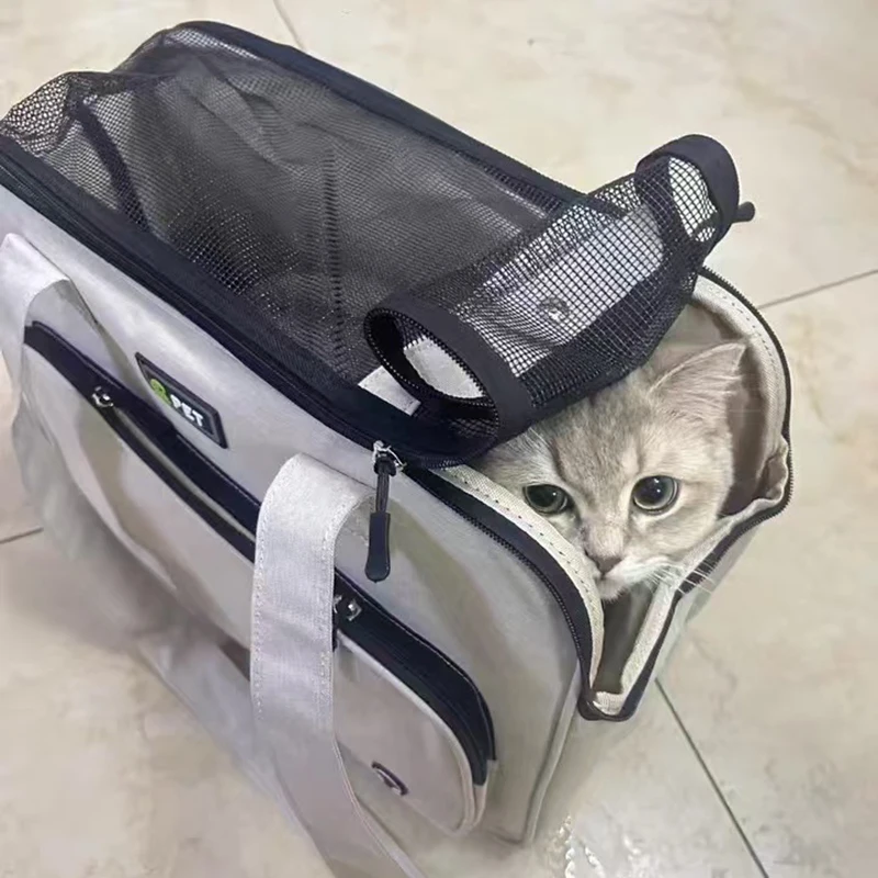 Bolsa de transporte para gatos, bolsa de transporte para perros pequeños, duradera, transpirable, bolso de hombro para mascotas, bolsa de transporte para perros de cara suave sin escape - imagen 5