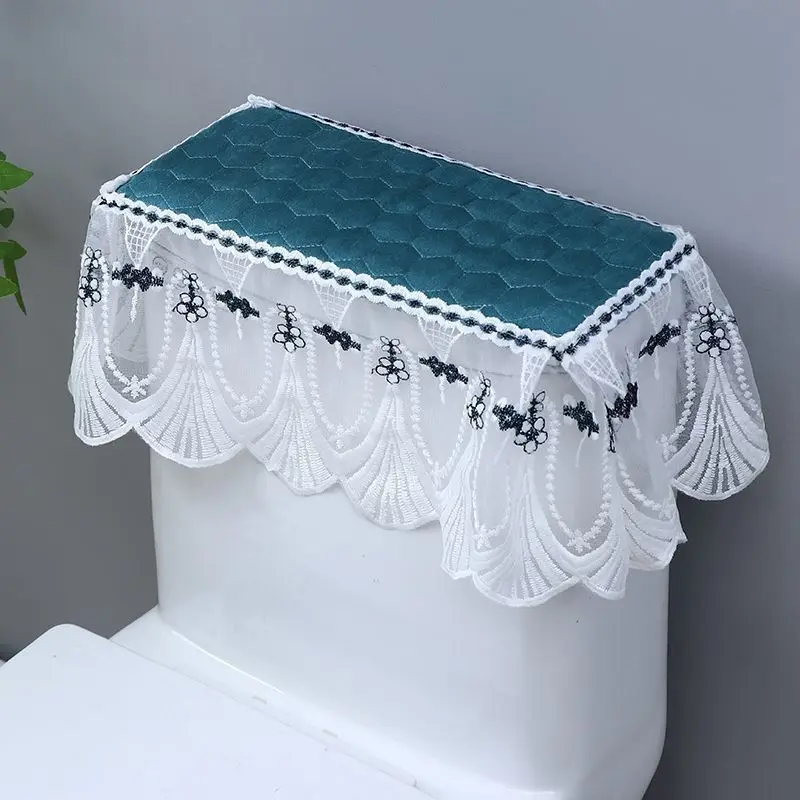 Cubierta Universal para tanque de inodoro, almohadilla antideslizante a prueba de polvo, cubierta de encaje, cubierta desmontable para inodoros, ropa, decoración del hogar - imagen 3