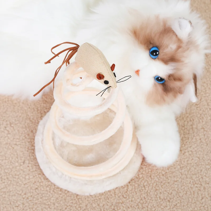 Juguete para gatos, alambre de acero en espiral, disco de lino con resorte, rascadores para gatos, tableros de lino, productos para gatos de interior, accesorios, juguetes de interacción de felpa - imagen 2