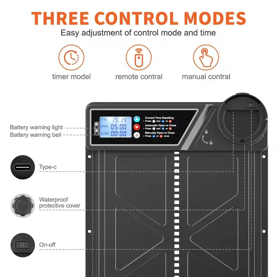 Puerta automática solar gallinero antipellizco temporizador y protección - imagen 3