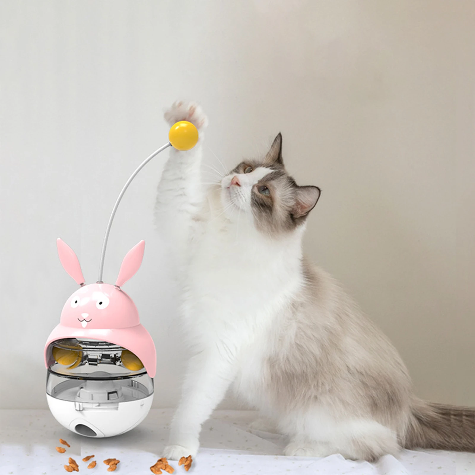 Dispensador de golosinas para gatos, juguete interactivo, vaso, alimentador de comida para gatos, juguete para tratar mascotas, alimentador lento, Bola de comida para gatos, aumenta el IQ 360 - imagen 4