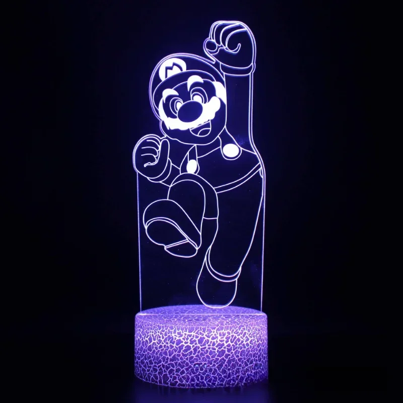 Super Marios Bros Anime 3D luz nocturna ladrillo luz LED lámpara de escritorio de dibujos animados luz decoración de dormitorio niños cumpleaños regalos de Navidad juguete - imagen 5