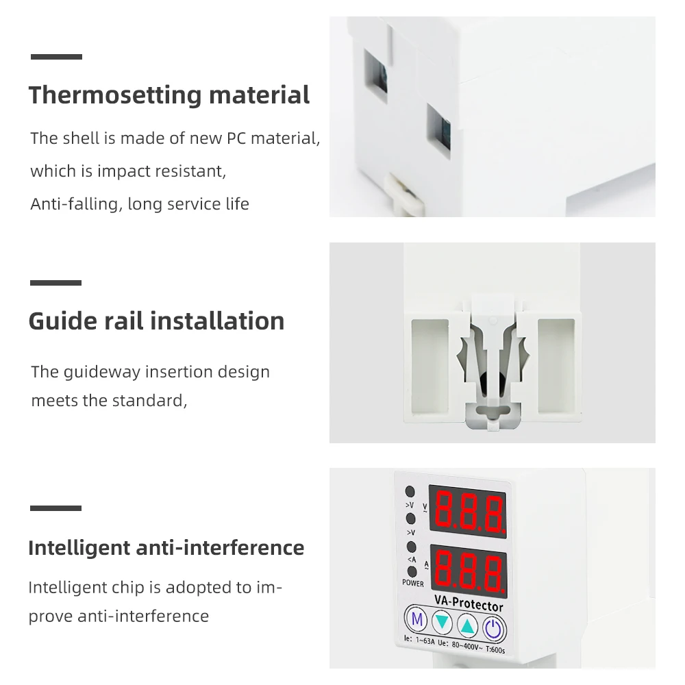 Relé de voltaje Digital ajustable, disyuntor doméstico de 220V, 40A/63A, Protector contra sobretensiones, límite de protección contra sobrecorriente - imagen 4