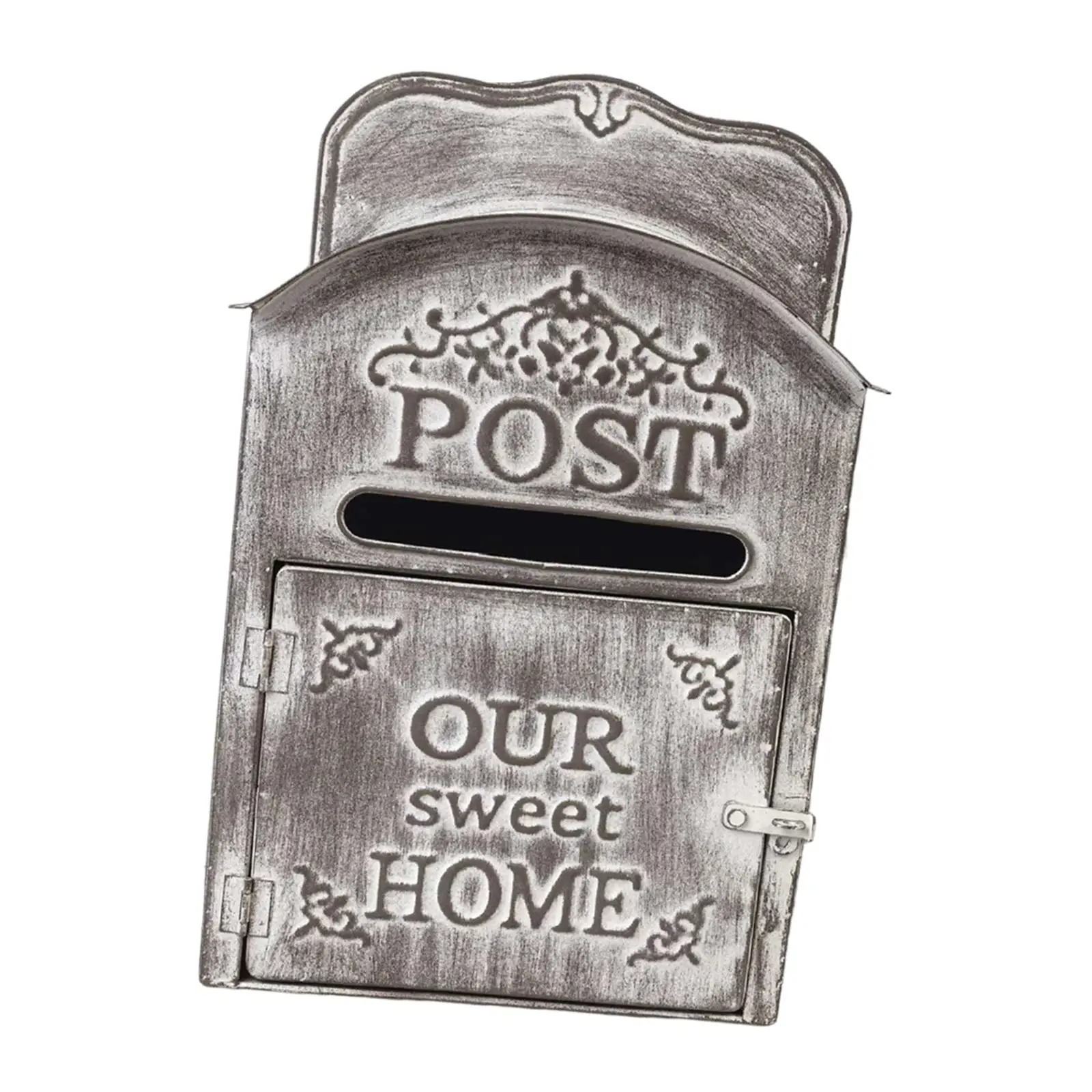 Buzón decorativo de hierro, accesorios montados en la pared, decoración multifuncional para Patio exterior, caja de cartas ornamental de 9,8x5,3x15,7 pulgadas - imagen 3