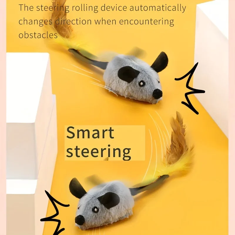 Juguete eléctrico recargable por USB para gato, ratón de felpa, equipado con cola de ratón y varilla de rasgado de piel, juguete para gato, regalo de vacaciones, 1 caja - imagen 4