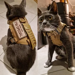 Juego de arnés y correa tácticos para mascotas con diseño sin tirones, velcro personalizado para perros pequeños y gatos, equipo resistente para entrenamiento a caminar