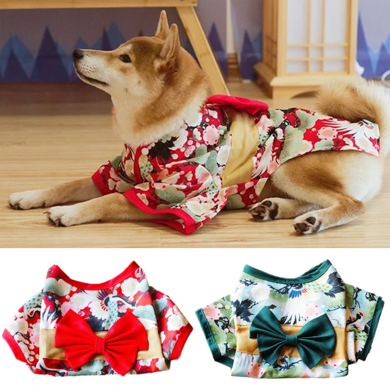 Festival formal mascota perro traje nacional estilo japonés kimono