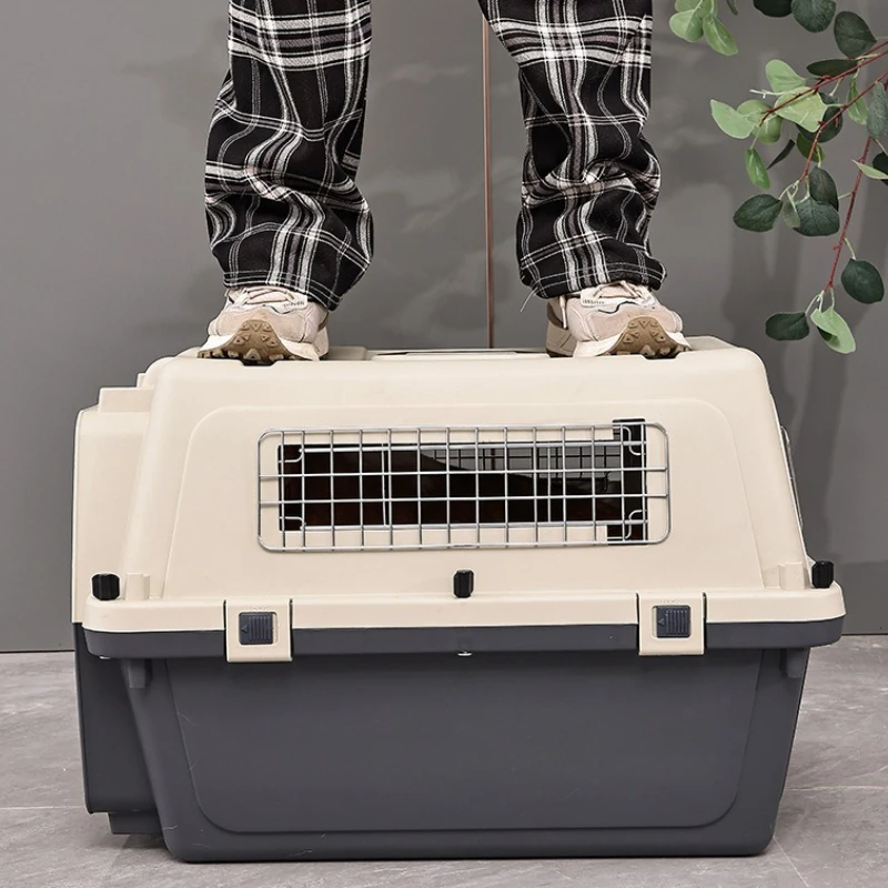 Transportín para gatos de línea aérea con tazón de comida, jaula para gatos transpirable de viaje, jaula para perros portátil de aviación grande, transportadores para mascotas en avión - imagen 4