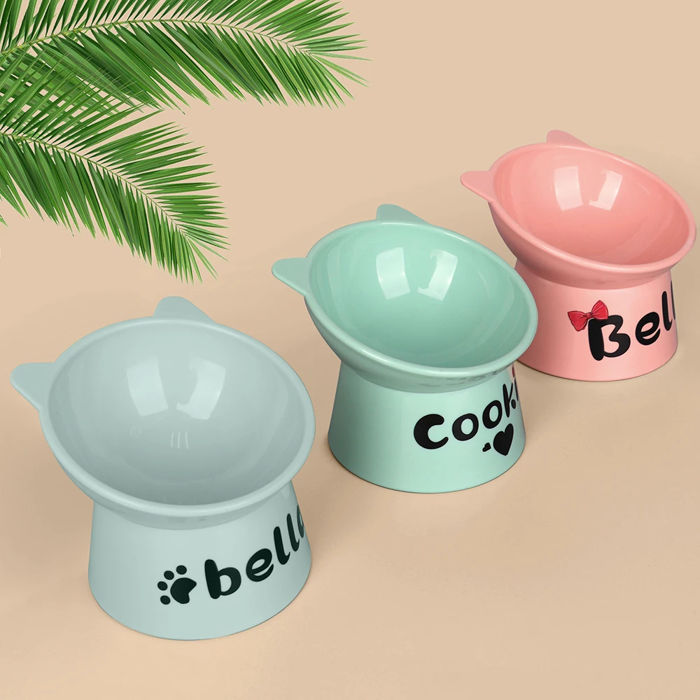 Cuenco personalizado para gatos, cuencos para gatos de pie alto, nombre impreso gratis, alimentador de comida para cachorros y gatitos, fuente para beber para mascotas con cuello de 15 grados, productos para mascotas - imagen 2